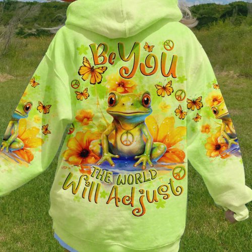BE YOU THE WORLD WILL ADJUST FROG Premium Microfleece Hoodie