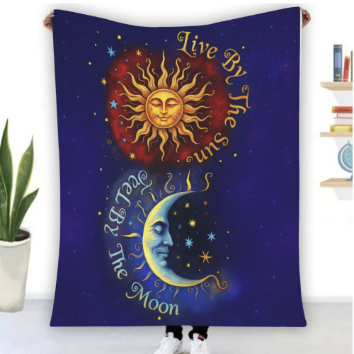 Live by the sun – Feel by the moon, Hippie Blanket, Family Throw Blanket, Blankets For Gift, Christmas Blanket