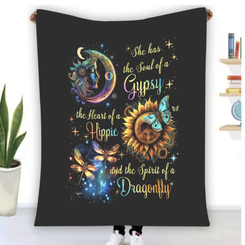 She has the soul of a Gypsy, Hippie Blanket, Family Throw Blanket, Blankets For Gift, Christmas Blanket